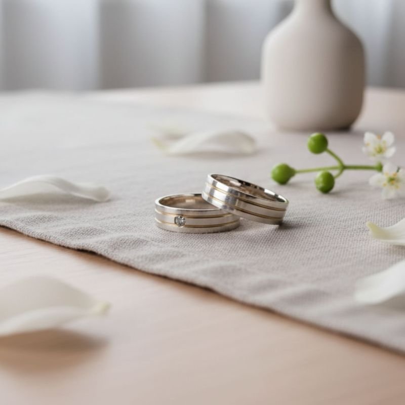 Aliança com Friso de Prata 5,0 - Par