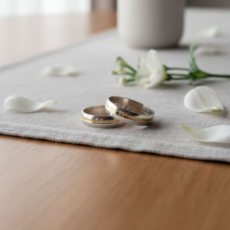 Aliança Prata com Filete de Ouro 4,5 - Par