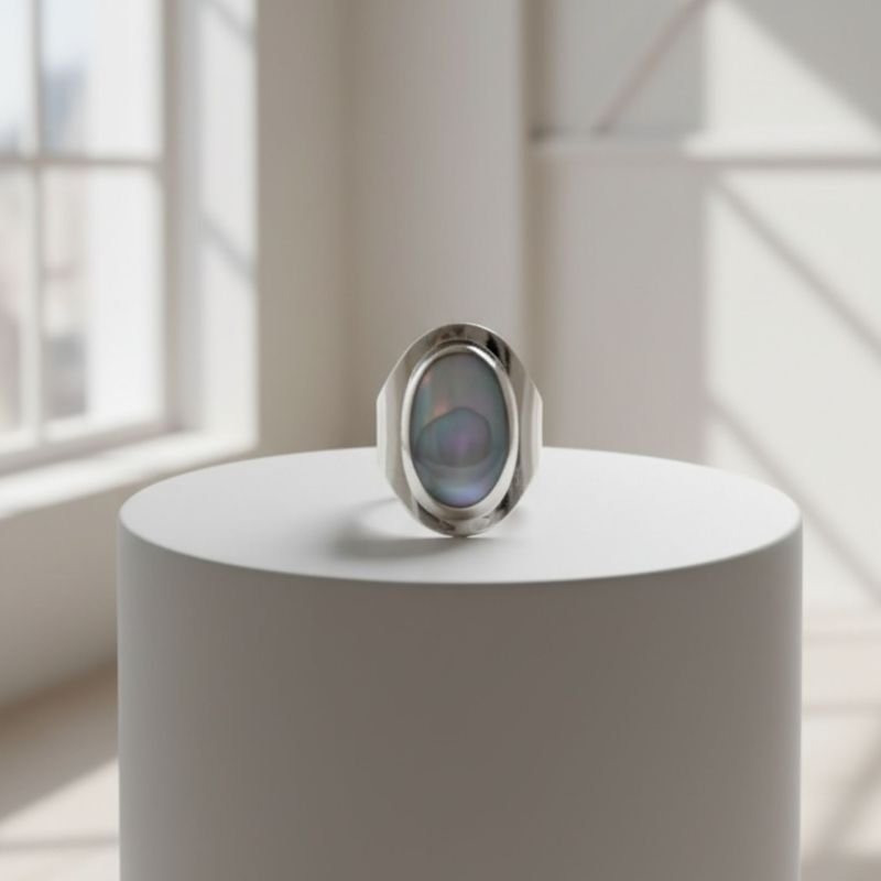 Anel em Prata com Pedra da Lua - Prata 925