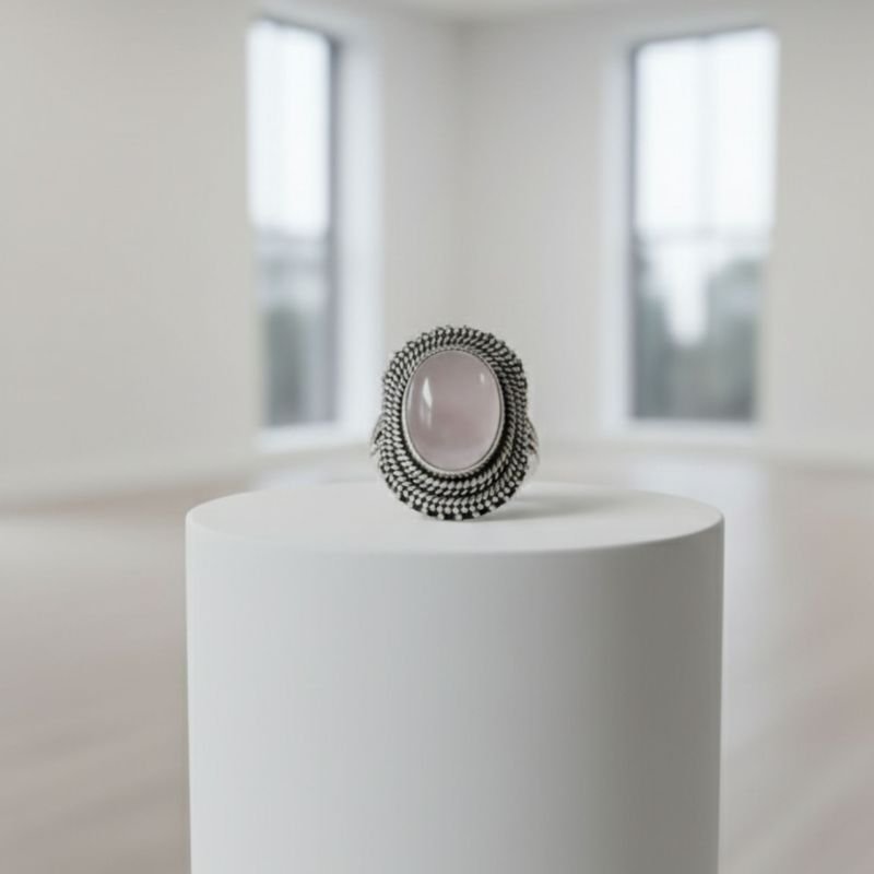 Anel em Prata com Pedra Rose - Prata 925