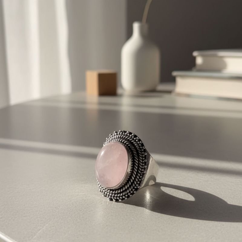 Anel em Prata com Pedra Rose - Prata 925