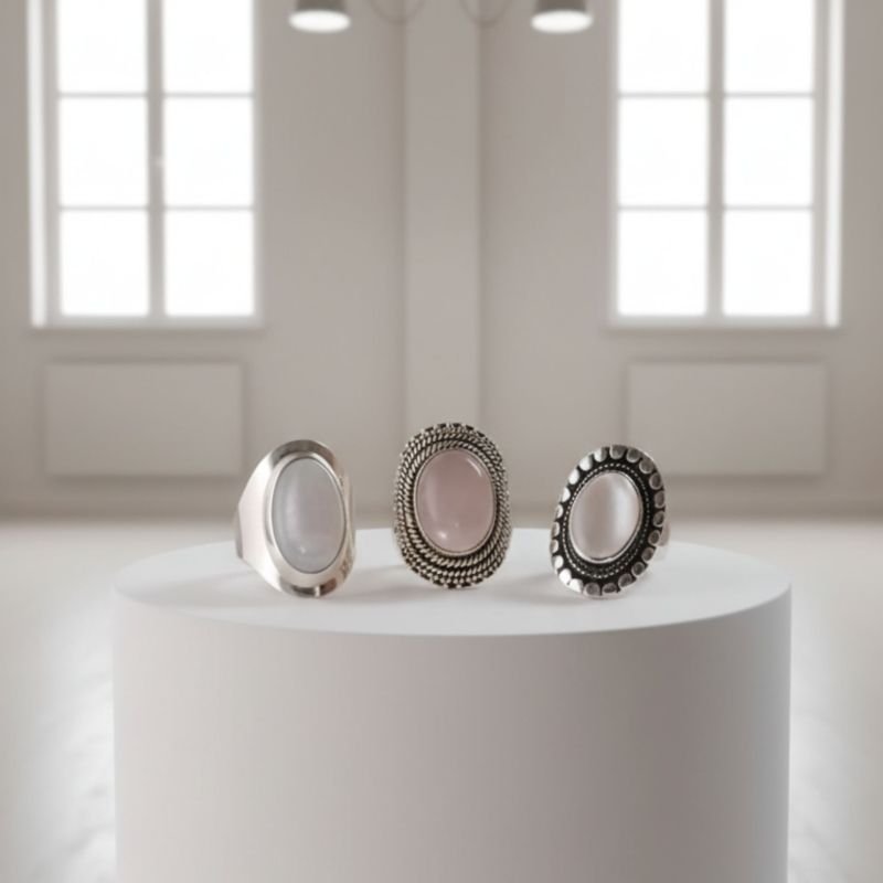 Anel em Prata com Pedra Rose - Prata 925