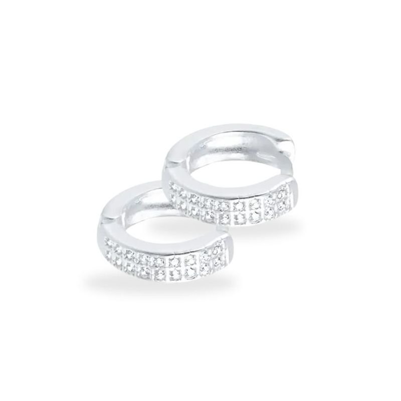 Brinco Argolinha Mini Cravejada em Prata