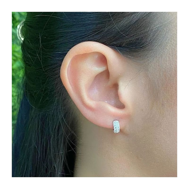 Brinco Argolinha Mini Cravejada em Prata