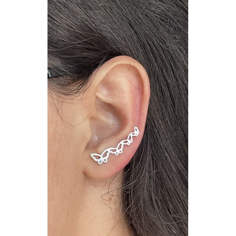 Brinco Ear Cuff de Borboleta em Prata