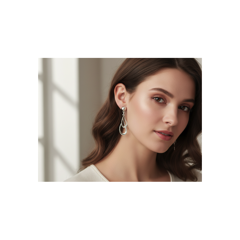 Brinco Gota Dupla de Prata