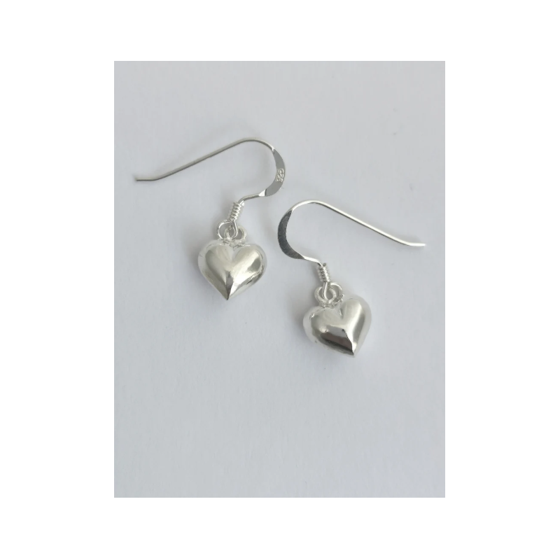 Brinco Prata Gancho Coração Liso