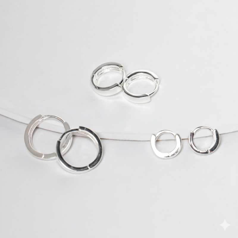 Brinco Trio de Argolas lisas em Prata