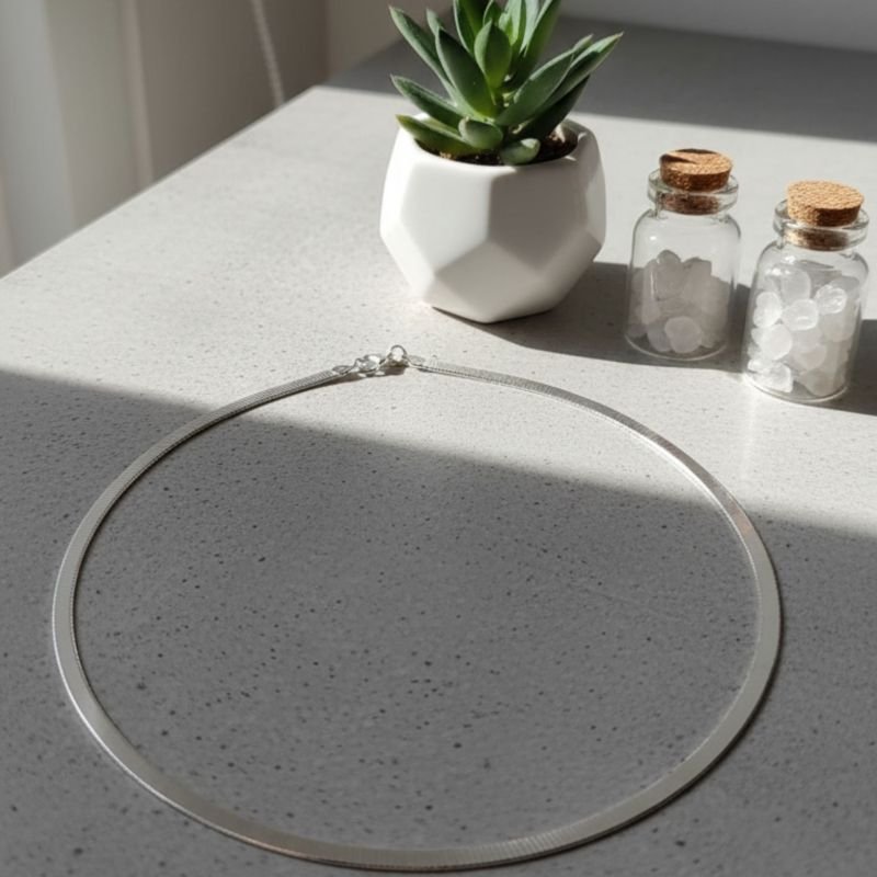 Colar Choker Laminada 40cm - Prata 925