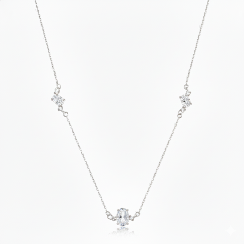 Colar com Pedras em Prata