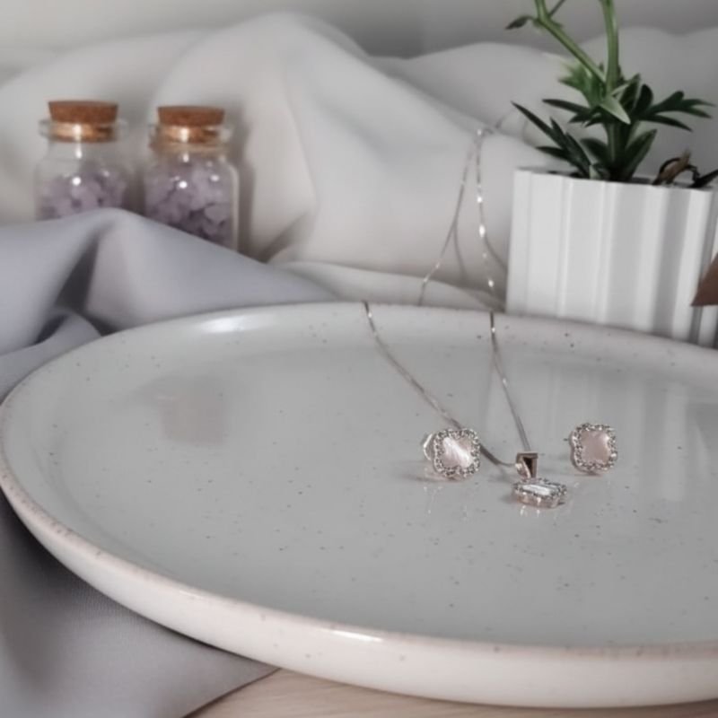 Conjunto Trevo Madrepérola - Prata 925