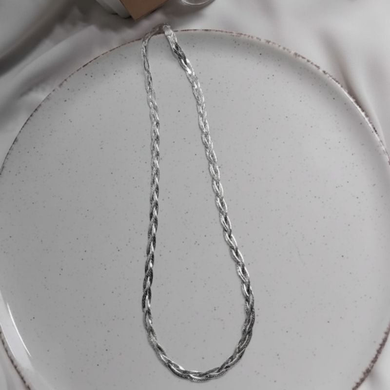 Corrente 3 fios trançada 40cm - Prata 925
