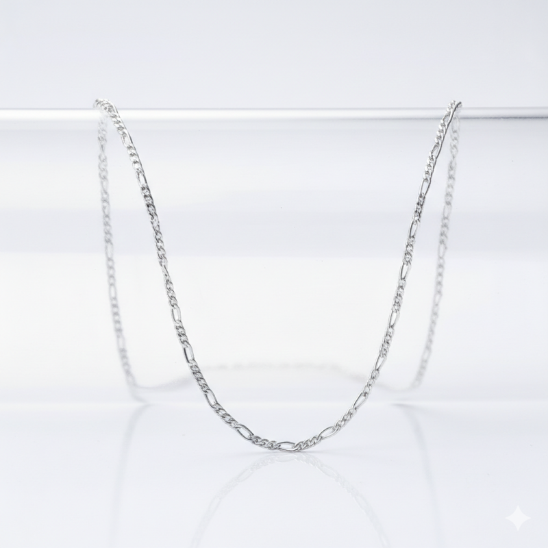 Corrente Malha 3X1 de 60cm em Prata