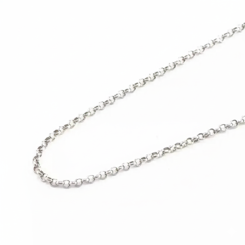 Corrente Malha Elo Português Diamantina de 60cm em Prata 