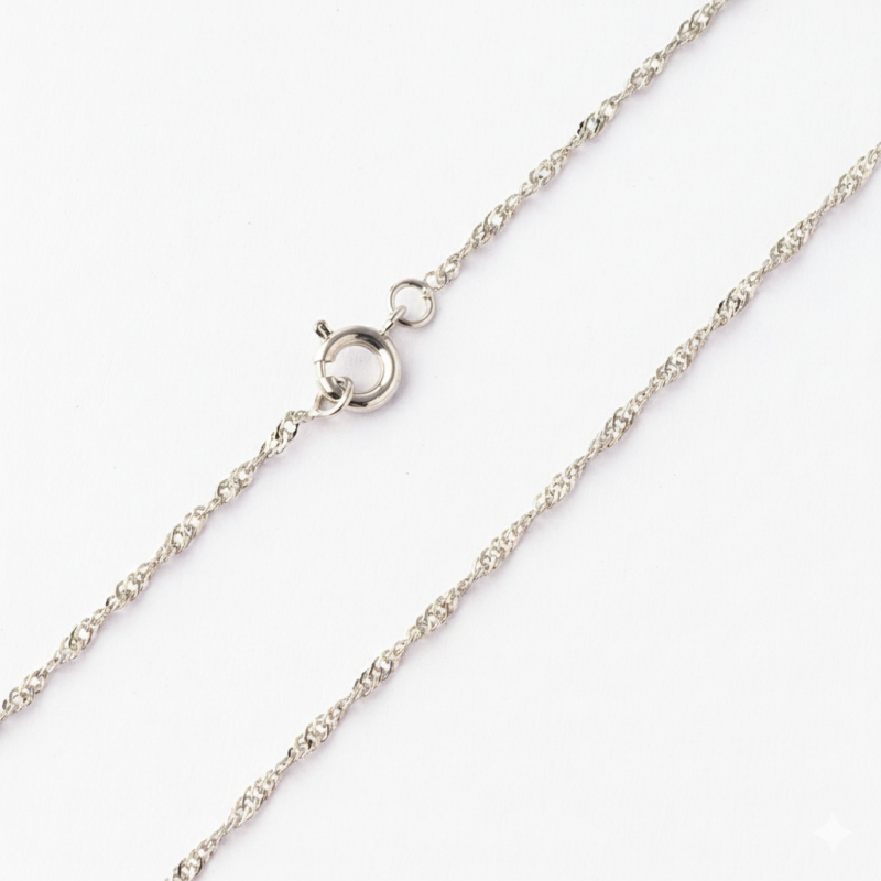 Corrente Malha Singapura Fina de 40cm em Prata