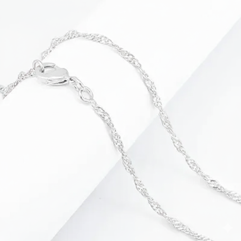 Corrente Malha Singapura Grossa de 40cm em Prata