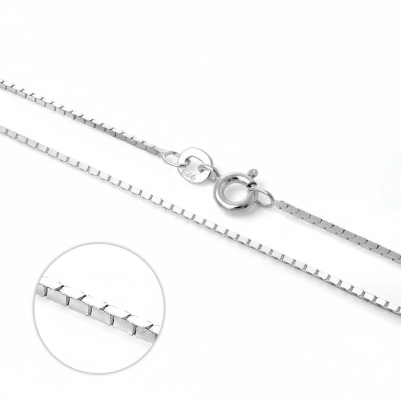 Corrente Malha Veneziana Média de 40cm em Prata