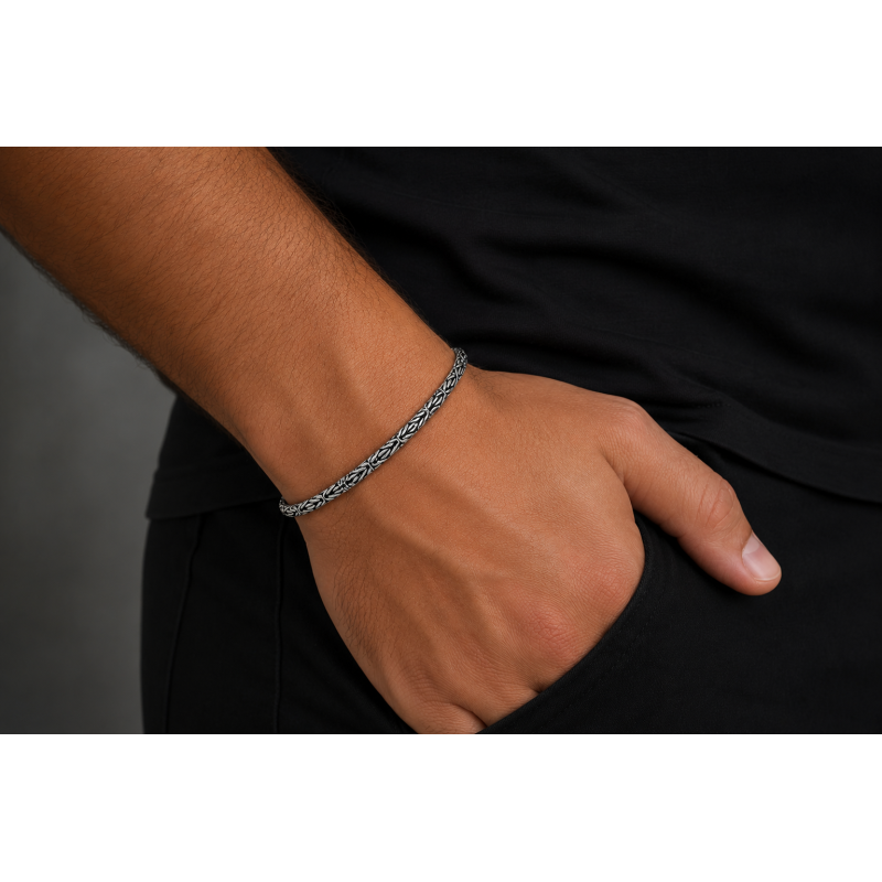 Pulseira Ponto Peruano em Prata Bali