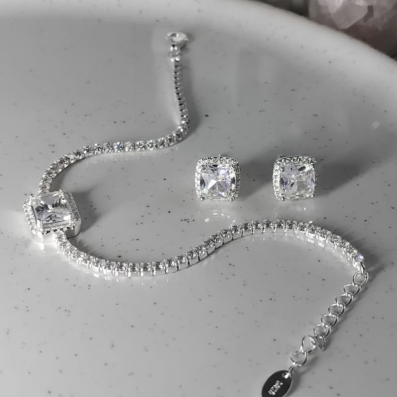 Pulseira Riviera com Zirconia Central - Prata 925